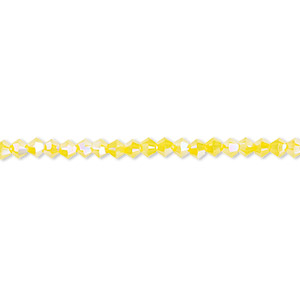Bead, Crystal Passions&reg;, yellow opal shimmer 2X, 3mm bicone (5328). Sold per pkg of 48.