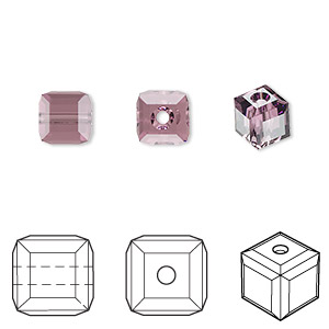 Bead, Crystal Passions&reg;, iris, 6mm faceted cube (5601). Sold per pkg of 6.