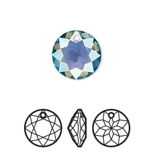 Drop, Crystal Passions&reg;, aquamarine shimmer, 14mm faceted classic cut pendant (6430). Sold individually.