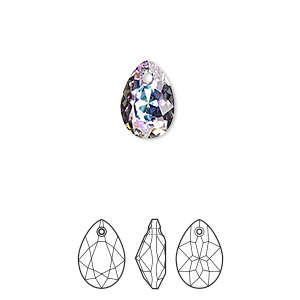 Drop, Crystal Passions&reg;, crystal vitrail light P, 11.5x8mm faceted pear cut pendant (6433). Sold per pkg of 4.