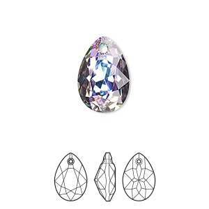 Drop, Crystal Passions&reg;, crystal vitrail light P, 16x11mm faceted pear cut pendant (6433). Sold per pkg of 2.