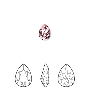 Embellishment, Crystal Passions&reg;, light rose, foil back, 8x6mm faceted pear fancy stone (4320). Sold per pkg of 4.