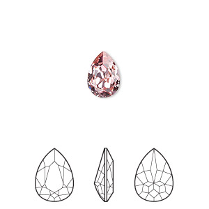 Embellishment, Crystal Passions&reg;, light rose, foil back, 10x7mm faceted pear fancy stone (4320). Sold per pkg of 4.