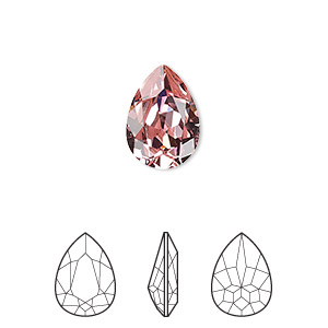 Embellishment, Crystal Passions&reg;, light rose, foil back, 14x10mm faceted pear fancy stone (4320). Sold individually.