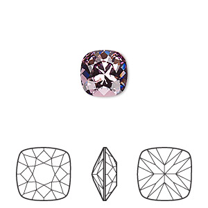 Embellishment, Crystal Passions&reg; rhinestone, iris, foil back, 10mm faceted square fancy stone (4470). Sold per pkg of 2.