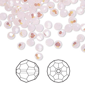 Bead, Crystal Passions&reg;, rose water opal shimmer, 4mm faceted round (5000). Sold per pkg of 144 (1 gross).