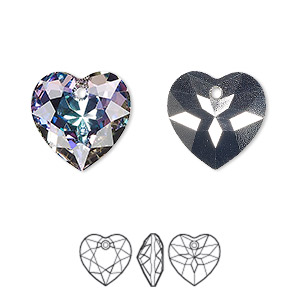 Drop, Crystal Passions&reg;, crystal vitrail light P, 14.5mm faceted heart cut pendant (6432). Sold individually.