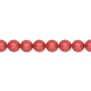 Pearl, Crystal Passions&reg;, rouge, 6mm round (5810). Sold per pkg of 50.
