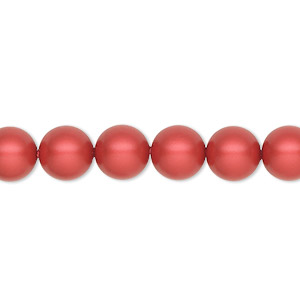 Pearl, Crystal Passions&reg;, rouge, 8mm round (5810). Sold per pkg of 50.