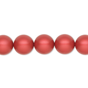 Pearl, Crystal Passions&reg;, rouge, 10mm round (5810). Sold per pkg of 25.