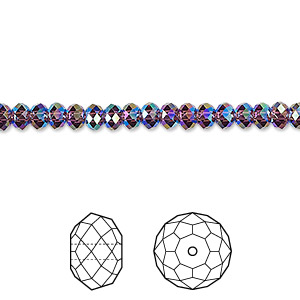 Bead, Crystal Passions&reg;, amethyst shimmer 2X, 4x3mm faceted rondelle (5040). Sold per pkg of 12.