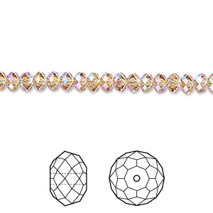 Bead, Crystal Passions&reg;, light Colorado topaz shimmer 2X, 4x3mm faceted rondelle (5040). Sold per pkg of 12.