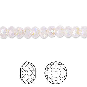 Bead, Crystal Passions&reg;, rose water opal shimmer 2X, 6x4mm faceted rondelle (5040). Sold per pkg of 12.