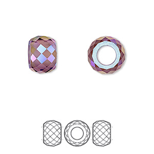 Bead, Crystal Passions&reg;, amethyst shimmer 2X, 11x7.75mm faceted briolette XXL hole (5043). Sold individually.