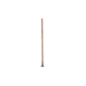 Head pin, antique copper-plated brass, 1 inch, 21 gauge. Sold per pkg of 100.