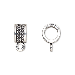 Bead, TierraCast&reg;, antique silver-plated pewter (tin-based alloy), 10.5x7mm rondelle with rope design and closed loop. Sold per pkg of 20.