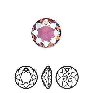 Drop, Crystal Passions&reg;, light rose shimmer, 14mm faceted classic cut pendant (6430). Sold individually.