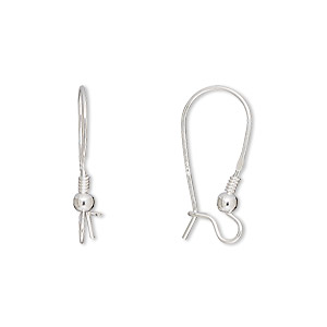 Fish Hook Earring Wires with 3mm Ball Sterling Silver (Pair)