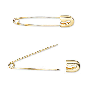 Safety Pin, 2 Gold Plated 2.4 Long Safety Friendship Pins with Removable  Catch 