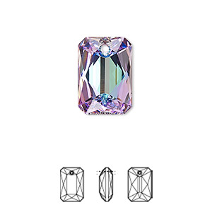 Drop, Crystal Passions&reg;, crystal vitrail light P, 16x11.5mm faceted emerald cut pendant (6435). Sold individually.