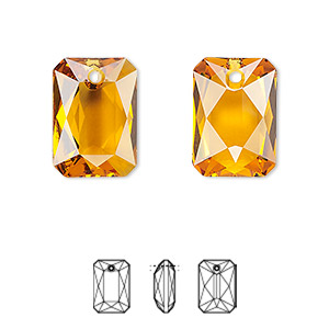 Drop, Crystal Passions&reg;, topaz, 16x11.5mm faceted emerald cut pendant (6435). Sold individually.