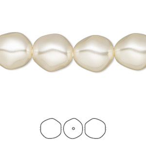 Pearl, Crystal Passions&reg;, cream, 12x11mm baroque round (5841). Sold per pkg of 10.