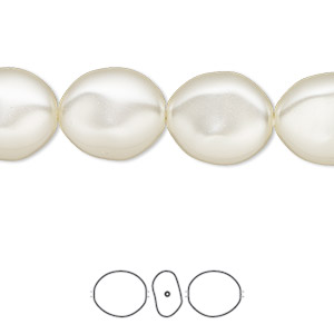 Pearl, Crystal Passions&reg;, cream, 14x12mm baroque coin (5842). Sold per pkg of 10.