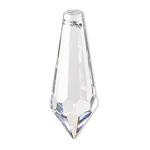 Suncatcher, Asfour Crystal, crystal clear, 38x13mm faceted point. Sold per pkg of 6.