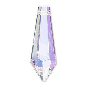 Suncatcher, Asfour Crystal, clear AB, 38x13mm faceted point. Sold per pkg of 6.