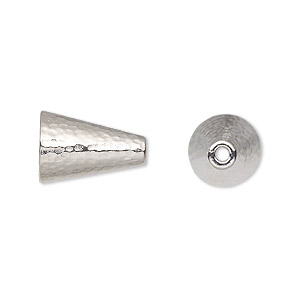 Cone, TierraCast&reg;, &quot;Hammertone&quot; collection, white bronze-plated pewter (tin-based alloy), 15x10mm with hammered design, 7.2mm inside diameter. Sold per pkg of 2.