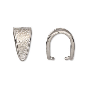Bail, TierraCast&reg;, &quot;Hammertone&quot; collection, ice-pick, white bronze-plated pewter (tin-based alloy), 16x9mm with hammered design and 12mm grip. Sold per pkg of 2.