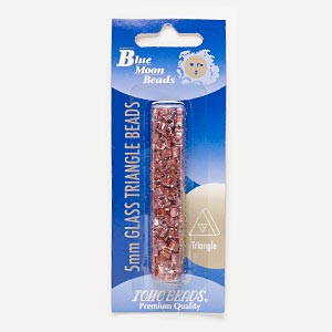 Seed bead, TOHO BEADS&reg;, glass, clear color-lined pink, 5mm triangle with triangle hole. Sold per 13-gram pkg, approximately 130 beads.