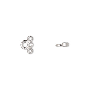Connector, TierraCast&reg;, white bronze-plated pewter (tin-based alloy), 9x6.5mm 3-strand stitch-in. Sold per pkg of 4.