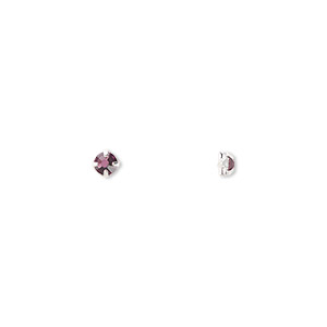 Bead, Preciosa, crystal and silver-plated pewter (tin-based alloy), amethyst, 3-3.2mm rose mont&#233;es, SS12. Sold per pkg of 24.