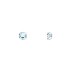 Bead, Preciosa, crystal and silver-plated pewter (tin-based alloy), aquamarine, 3.8-4mm rose mont&#233;es, SS16. Sold per pkg of 24.