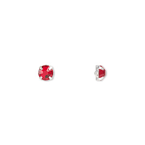 Bead, Preciosa, crystal and silver-plated pewter (tin-based alloy), light Colorado Siam, 3.8-4mm rose mont&#233;es, SS16. Sold per pkg of 24.