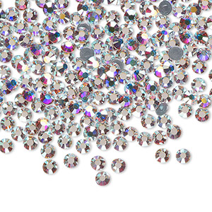 Flat back, Dance With Me&#153; crystal hotfix rhinestone, crystal AB, foil back, 3-3.2mm rose, SS12. Sold per pkg of 144 (1 gross).