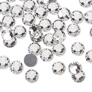 Flat back, Dance With Me&#153; crystal hotfix rhinestone, crystal clear, foil back, 6.32-6.5mm rose, SS30. Sold per pkg of 48.