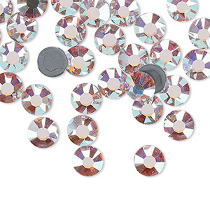 Flat back, Dance With Me&#153; crystal hotfix rhinestone, crystal AB, foil back, 6.32-6.5mm rose, SS30. Sold per pkg of 48.