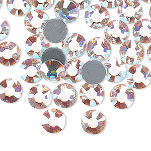 Flat back, Dance With Me&#153; crystal hotfix rhinestone, crystal AB, foil back, 7.07-7.27mm rose, SS34. Sold per pkg of 24.