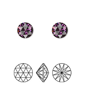 Embellishment, Crystal Passions&reg;, amethyst, foil back, 8mm faceted rose-cut round stone (1401). Sold per pkg of 2.