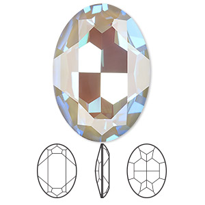Embellishment, Crystal Passions&reg;, serene gray DeLite, 30x22mm faceted oval fancy stone (4127). Sold individually.
