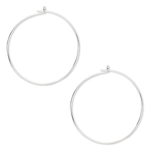Hoop, silver-plated brass, 25mm round, 23 gauge. Sold per pkg of 5 pairs.