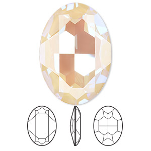 Embellishment, Crystal Passions&reg;, ivory cream DeLite, 30x22mm faceted oval fancy stone (4127). Sold individually.