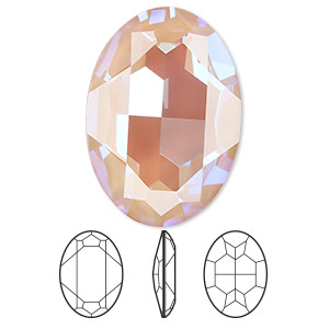 Embellishment, Crystal Passions&reg;, dusty pink DeLite, 30x22mm faceted oval fancy stone (4127). Sold individually.