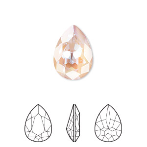 Embellishment, Crystal Passions&reg;, dusty pink DeLite, 14x10mm faceted pear fancy stone (4320). Sold individually.