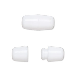 Clasp, breakaway, polyoxymethylene, white, 20.5x10.5mm round tube. Sold per  pkg of 50. - Fire Mountain Gems and Beads