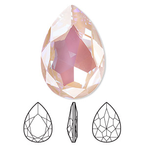 Embellishment, Crystal Passions&reg;, dusty pink DeLite, 30x20mm faceted pear fancy stone (4327). Sold individually.