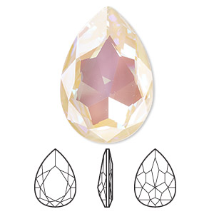 Embellishment, Crystal Passions&reg;, ivory cream DeLite, 30x20mm faceted pear fancy stone (4327). Sold individually.