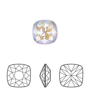 Embellishment, Crystal Passions&reg; rhinestone, serene gray DeLite, 12mm faceted cushion fancy stone (4470). Sold individually.